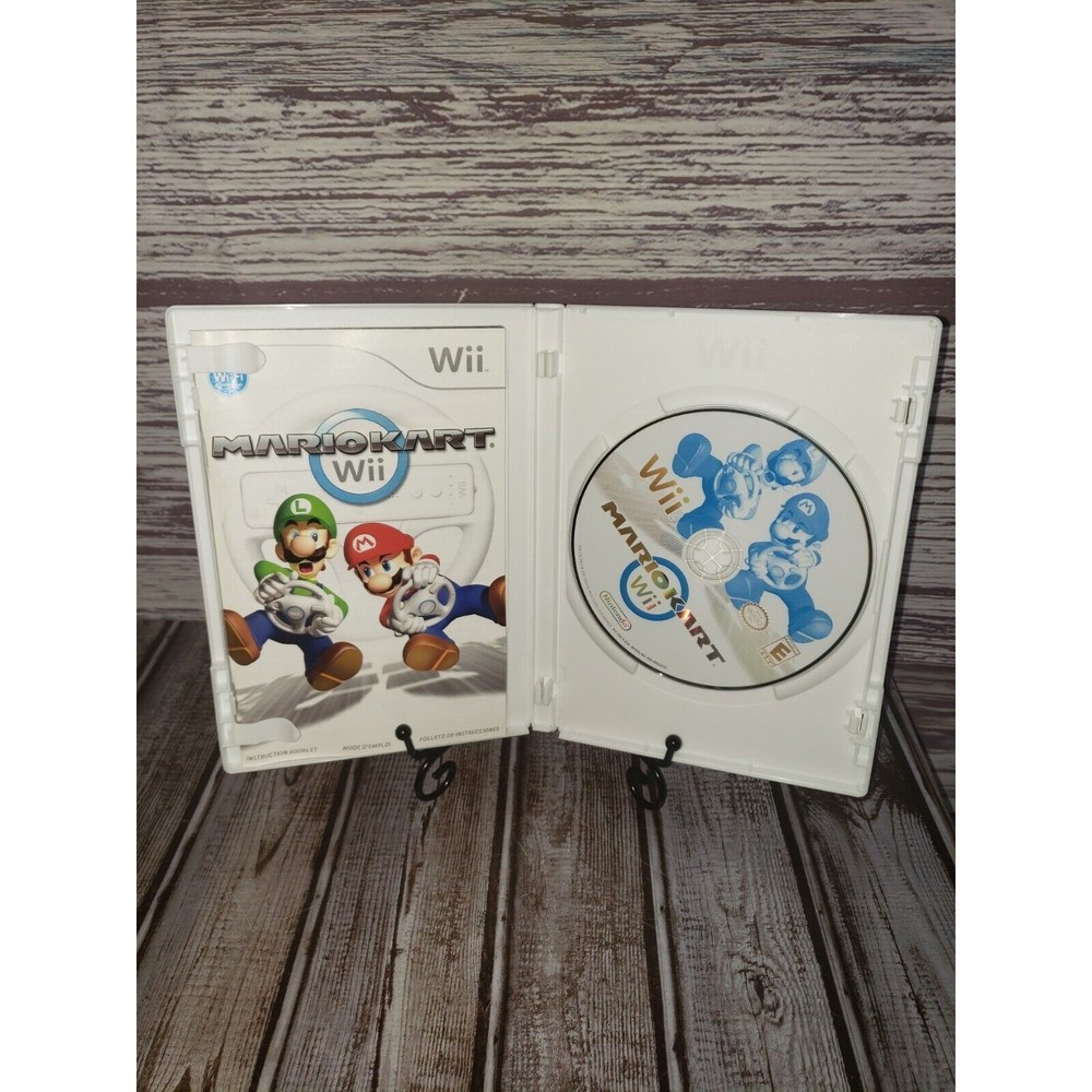 Nintendo Wii Mario Kart (2008) With Manual - CIB And 2 OEM Wheels Bundle